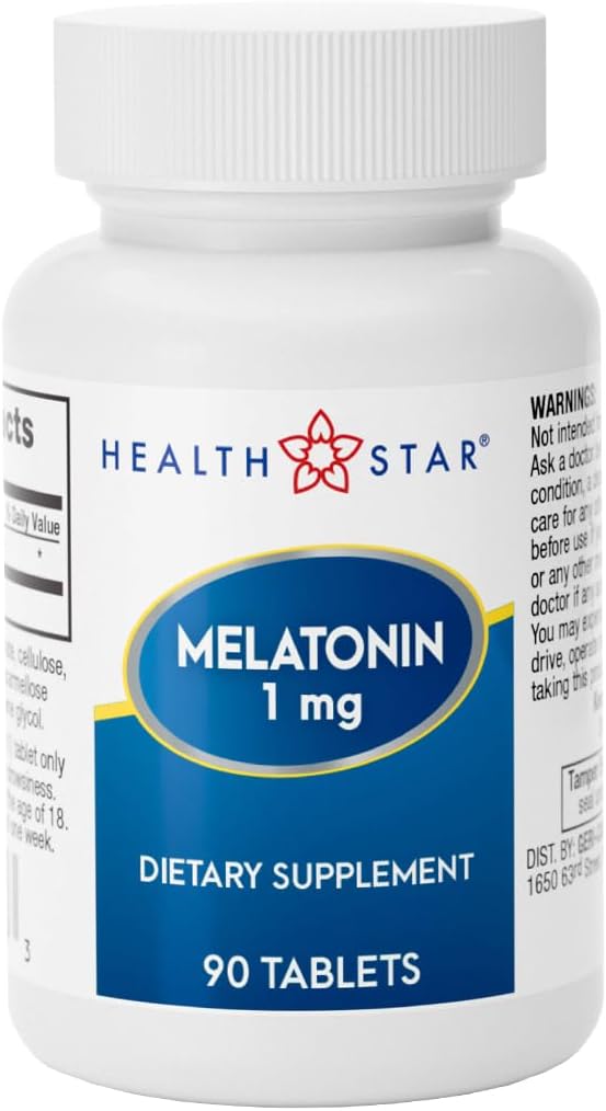 GeriCare Melatonin 1mg Sleep Support Supplement, Gentle Nighttime Sleep Aid, Non-Habit Forming, Helps Promote Relaxation & Restful Sleep, Jet Lag Recovery, and Better Nighttime Rest, 90 Tablets