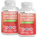 5- in-1 Organic gurkemeje Curcumin Supplement (4210mg) med berberine, Ceylon kanel bioperine og ingefær Kosttilskud til fælles, hjerte, tandkød, og metabolisk støtte (120 ct) (Pack of 2)