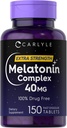 Carlyle Melatonin 40mg Complex | 150 Fast Dissolve Tablets | Extra Strength Support | with Ashwagandha and Chamomile | Vegetarian, Non-GMO, Gluten Free Supplement