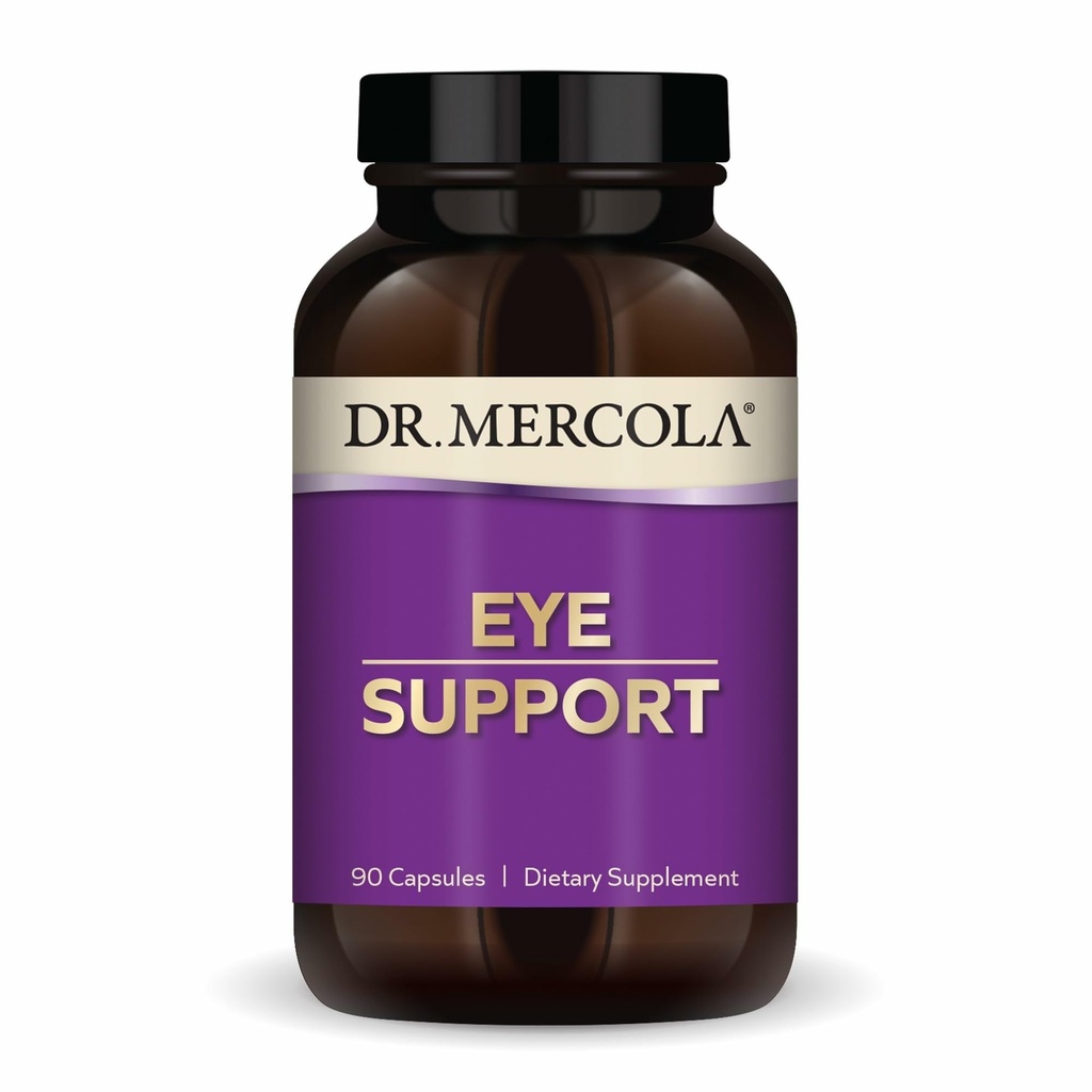Dr. Mercola Eye Support - Understøtter Eye & Vision Sundhed - med Lutein, Zeaxanthin, Organic Astaxanthin & Black Currant - Non-GMO, Gluten- Free & Soy Free - 90 kapsler (90 Servere)