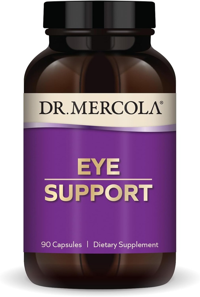 Dr. Mercola Eye Support - Understøtter Eye & Vision Sundhed - med Lutein, Zeaxanthin, Organic Astaxanthin & Black Currant - Non-GMO, Gluten- Free & Soy Free - 90 kapsler (90 Servere)