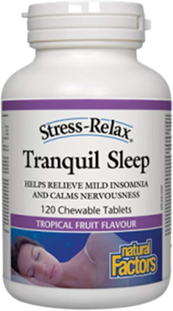 Stress- Slap af Chewable Tranquil søvn efter naturlige faktorer, dvaletilskud, Tropical Fruit Flavor, 60 tabletter