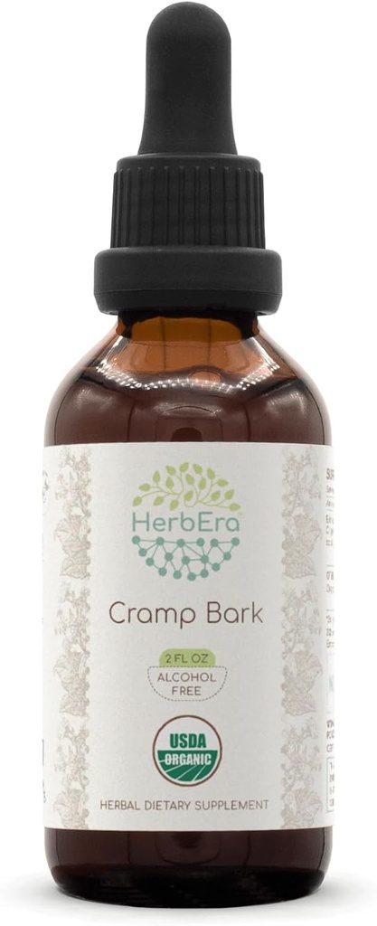 Cramp Bark B60 Alkohol- Free Herbal Extract Tinktur, Koncentrerede flydende dråber Natural USDA Organic Cramp Bark (Viburnum Opulus) Tørret Bark (2 fl oz)