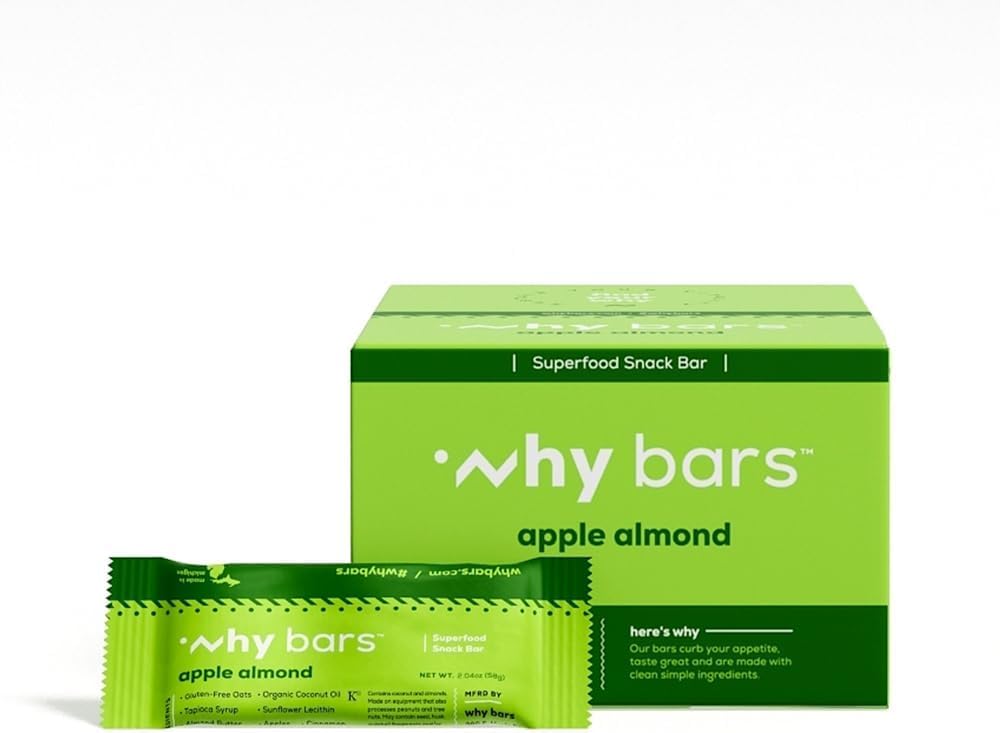 Protein Bars, Apple Mandel, 2.04 Ounce Bars (Pack of 12 Protein Bars) - Protein Bar Superfood, Gluten Free, Ikke GMO, Organic, Vegan, Simple Ingredients
