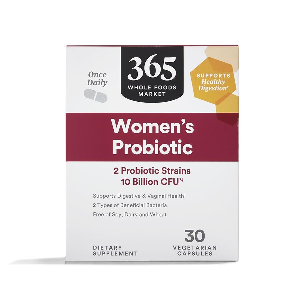 365 ved Whole Foods Market, Women 's Once Daily Probiotic (Vegetarisk og fri for soja, mejeriprodukter og hvede), 10 milliarder CFU, 30 Greve