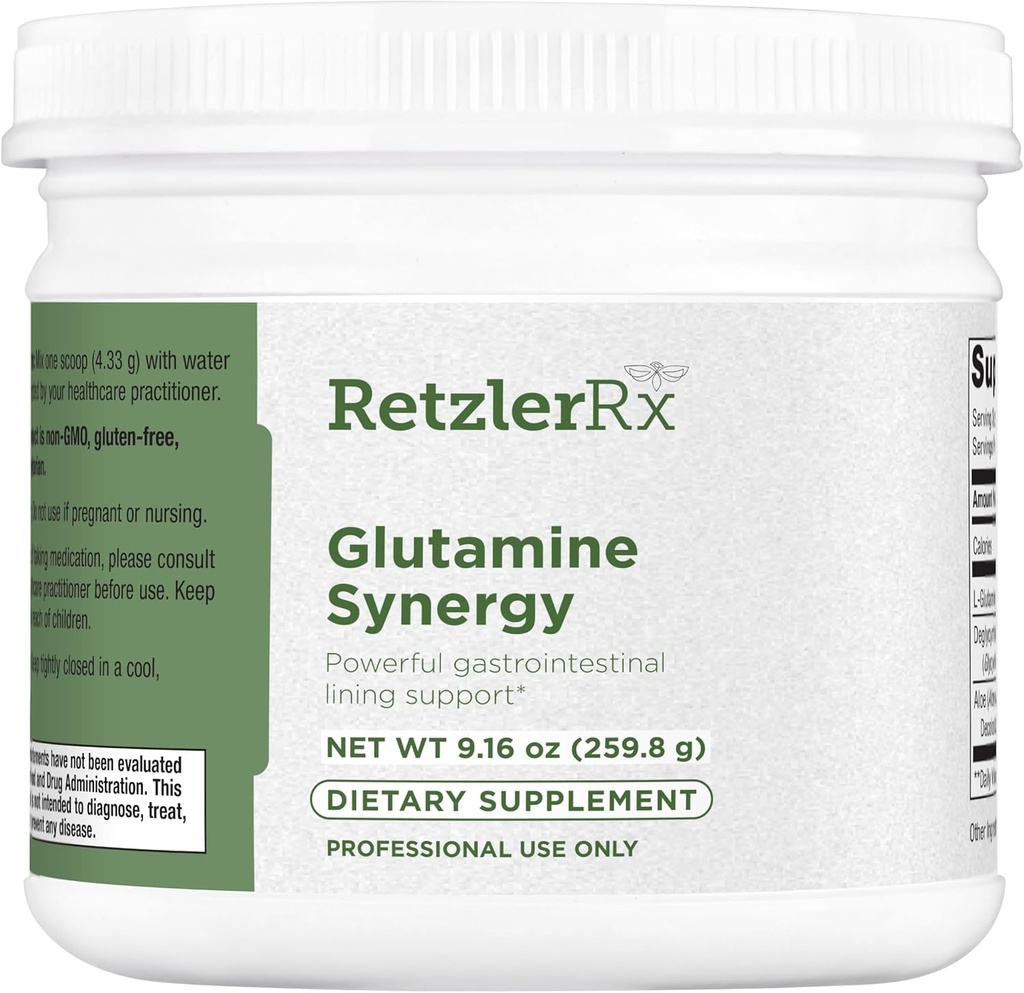 RetzlerRx Glutamin Synergy L- Glutamin Pulver med DGL & Aloe - 9.27 oz Gastrointestinal Support - Non-GMO, Gluten- Free & Vegan Formel for fordøjelsessygdomme og immunsystemet Support