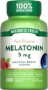 Nature 's Truth Melatonin 5mg Fast Dissoll Tablets against 124; 200 Greve # 124; Natural Berry Flavor # 124; Vegan, Non- GMO & Gluten Free Supplement