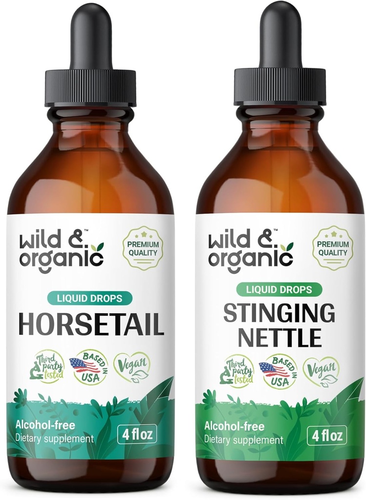 Wild & Organic Horsetail Tinktur 4 fl oz & Stinging Nettle Root Tinktur 4 fl oz