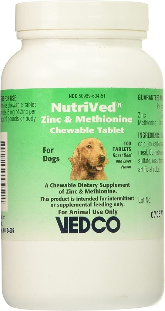 Nutrived Zink & Methionin tyggetabletter til hunde (100 tæller)