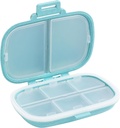 8 Compartments Travel Pill Organizer, Daily Pill Case Small Pill Box for Pocket Purse, Portable Pill Container Medicine Vitamin Organizer (Blue)