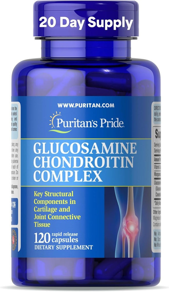 Puritan 's Pride Glucosamin Chondroitin Complex for kvinder og mænd, Kosttilskud til fælles sundhed, 120 hurtige release kapsler