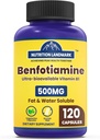 Benfotiamin, 500 mg, en Fat- Opløselig Form af thiamin, Sund Metabolisme, Ultra- biotilgængelig vitamin B1, høj potens, Gluten- fri, Non- GMO, Vegetarisk, 120 Kapsler