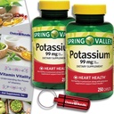 Valg Bundle Spring Valley Kalium Heart Health Kosttilskud Caplets 99 mg 250 CT 2 pk (500 i alt) + "Vitality" Guide & Keychain Pill Container (4 genstande)!
