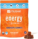 Mushie 100% Organic Cordyceps Mushroom Gummies - 2000mg Cordyceps Militars Nootrope til energi & immunstøtte med D-vitamin - Vegan, Gluten- Free - 60 Greve