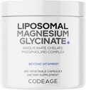 Kodeage Liposomal Magnesiumglycinat Supplement, 2- måneders forsyning, Bisglycinat Magnesiumchelat, chelateret Magnesiummineralsk piller, BioPerine Black Pepper Vitamin Kapsler, ikke- GMO Vegan, 240 ct