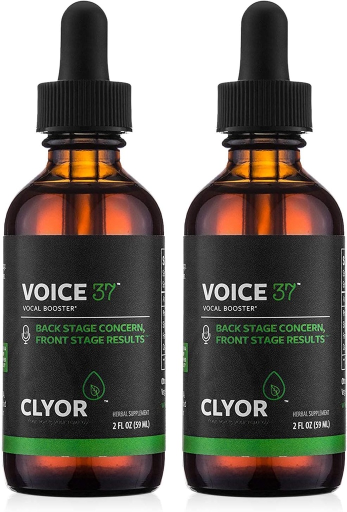 CLYOR Voice37 - Singers Voice Remedy - 2 Pack All Natural Herbal Vocal Booster Formel til at smøre Sothe og Relieve Hæshed tør Itchy Hals - Forbedre sang og tale - 2 oz - VOICE37