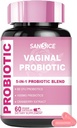 Vaginal Probiotika Supplement for kvinder, 70mg Kvinde V- Probiotisk Blend (6B CFU), Lactobacillus med Prebiotic & Cranberry Extract for Vaginal Odor, pH Balance, Organic Prebiotic Supplement (60 kapsler)