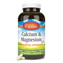 Carlson - Calcium & Magnesium Gels, 2: 1 Calcium til Magnesium Ratio, 200 mg Calciumsupplement, 100 mg Magnesiumsupplement, Knoglestøtte, Energiproduktion, 250 Softgel