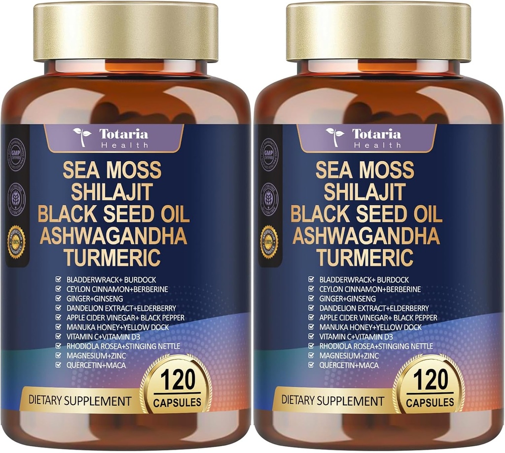 25-in-1 Sea Moss Capsules, 120 Capsules per Bottle, 2 Bottles
