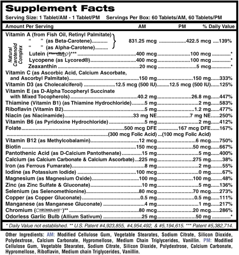 MDR Fitness Tabs Patenteret AM / PM Multivitamin for mænd Læge Formuleret med rigtige næringsstoffer på det rigtige tidspunkt - Gluten Free - 2 måneders forsyning