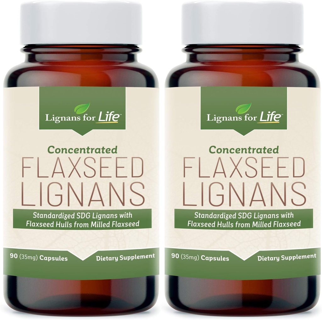 Lignans For Life Flaxseed Lignans for Dogs + SDG - Omega 3 Fedtsyrer, High Fiber Antioxidanter Hjælper med at forbedre skinnende Coat, fordøjelsesfremmende & hjerte sundhed lignans, 35mg, 90 Flaxseed Capsules, 2 Pack