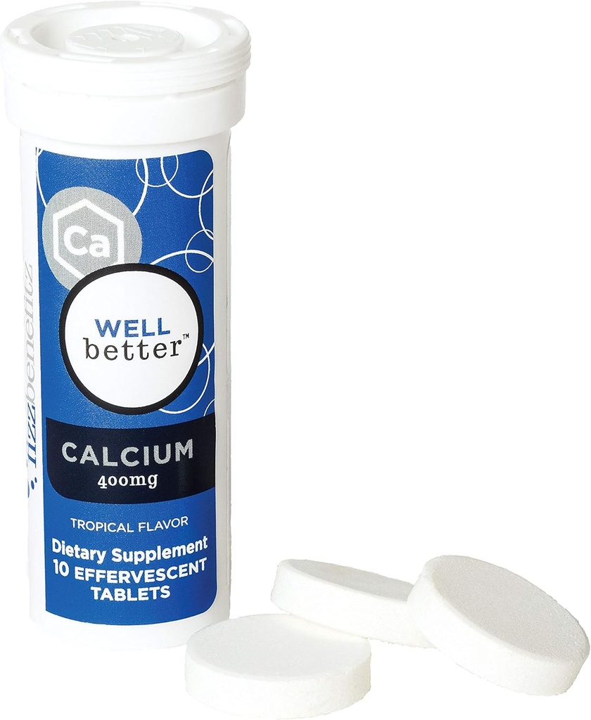 Calciumcarbonat opløselig supplement med tropisk flavor - 400mg tabletter Release som pulver i vand - perfekt til mennesker strigling med piller synkning (3 rør)