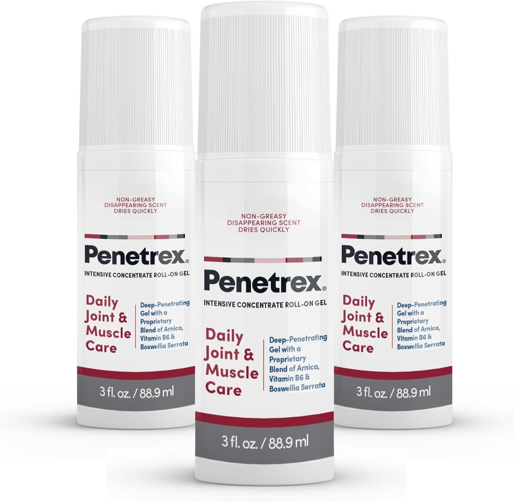 Penetrex Joint & Muscle Therapy - Lindrende Gel til Ryg, Hals, Hænder, Fødder - Premium hele kroppen Rub med Arnica, Vitamin B6 & MSM - 3oz Roll On Gel (3- Pack)