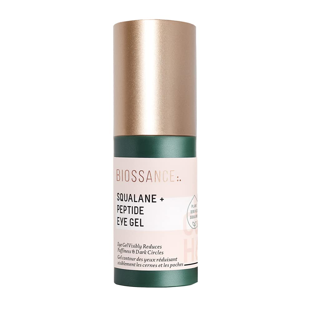 Biossance Squalane + Peptid Eye Gel - Ultra- Hydrating Under Eye Cream - Reducerer Puffiness & Dark Circles - Eye Repair Moisturizer - Anti Aging & Hydrating, Dag & Nat Cream - 0.5oz