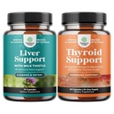 Bundle af lever rense Detox & reparation Formel og Herbal Thyroid Support Complex - med Mælk Thistle Mælkebøtte Root gurkemeje og Artichoke Extract - Mood Enhancer Energy supplement til thyroid sundhed