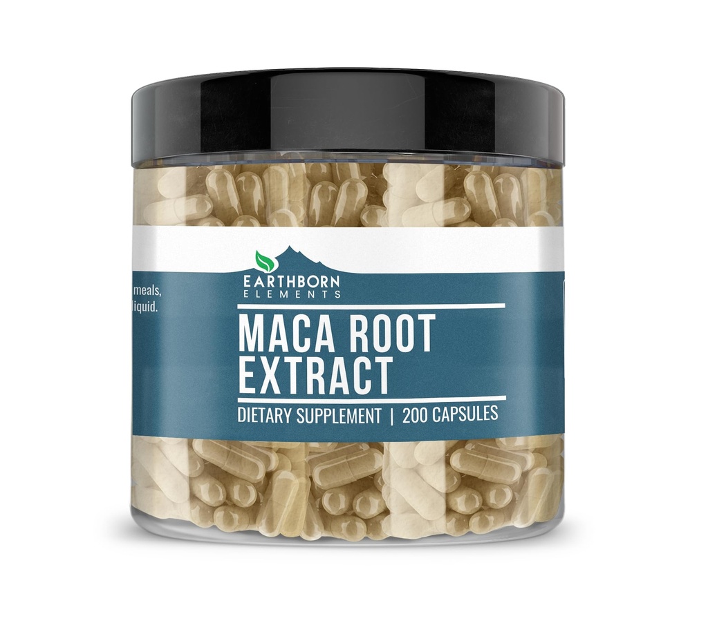 Earthborn Elements Maca Root Extract 200 Kapsler, Pure & Ufortyndet, Ingen tilsætningsstoffer