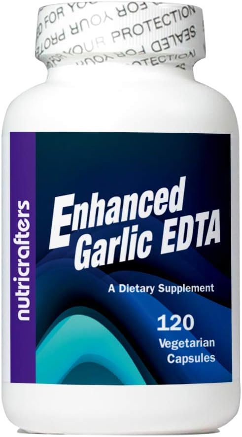 Forstærket hvidløg EDTA 120 Kapsler - 1000 mg høj potens Calcium Dinatrium EDTA Formel - Ingen Magnesium Sterat eller aluminium indeholdende zeolit - 1 flaske med 120 Kapsler