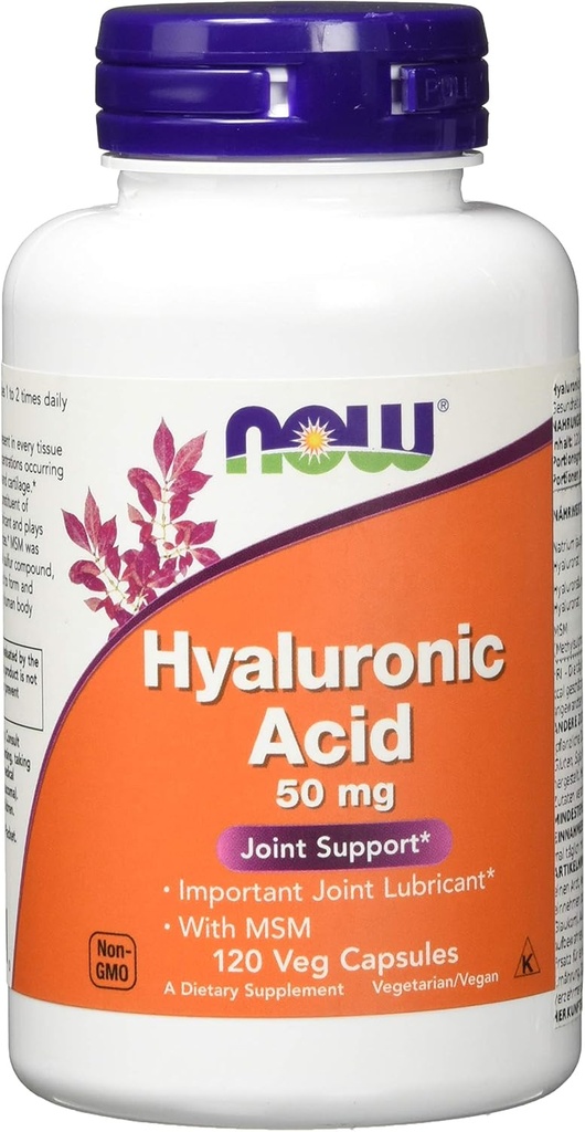 Now Foods - Hyaluronsyre med MSM 50 mg. - 120 vegetariske kapsler