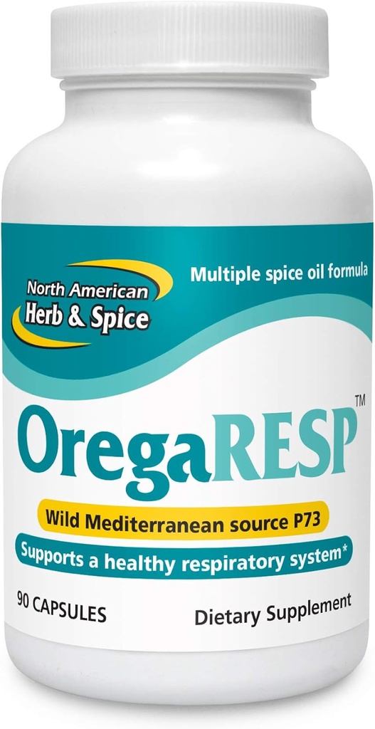 Nordamerikanske Herb & Spice OregaResp - 90 Veggie Kapsler - Immun & Respiratory Health - Cumin, Sage, Oregano Oil - Safe for Children & Kæledyr, Non- GMO - 90 Total Servering