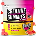 Creatine PreWorkout Gummies for Mænd Kvinder 6g, Creatine monohydrat Pre Post Workout Recovery Muscle Building Supplement Protein Chewables, Vegan Watermelon Creatina Gym Booty vækstgevinster (120 Ct)