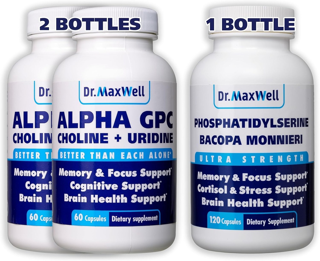Alpha GPC & Uridine 2X 60 Kapsler + Phosphatidylserin & Bacopa 1x 120 Kapsler, 2 Months Supply