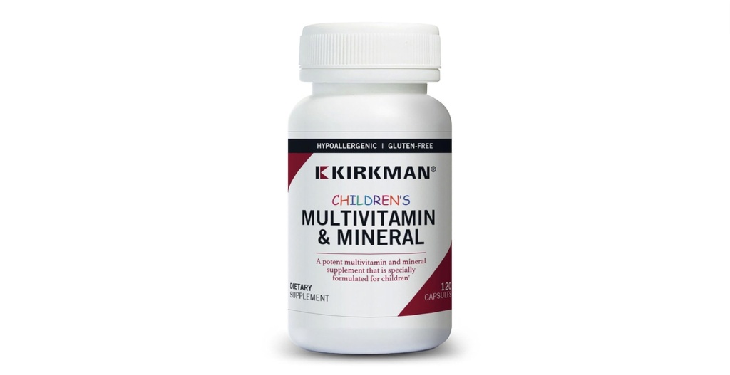 Kirkman - Children 's Multivitamin & Mineral Kapsler - 120 Kapsler - Potent Broad Spectrum Vitamin / Mineral Supplement - med Coenzym Q-10 - Ingen kunstige farver eller flavors