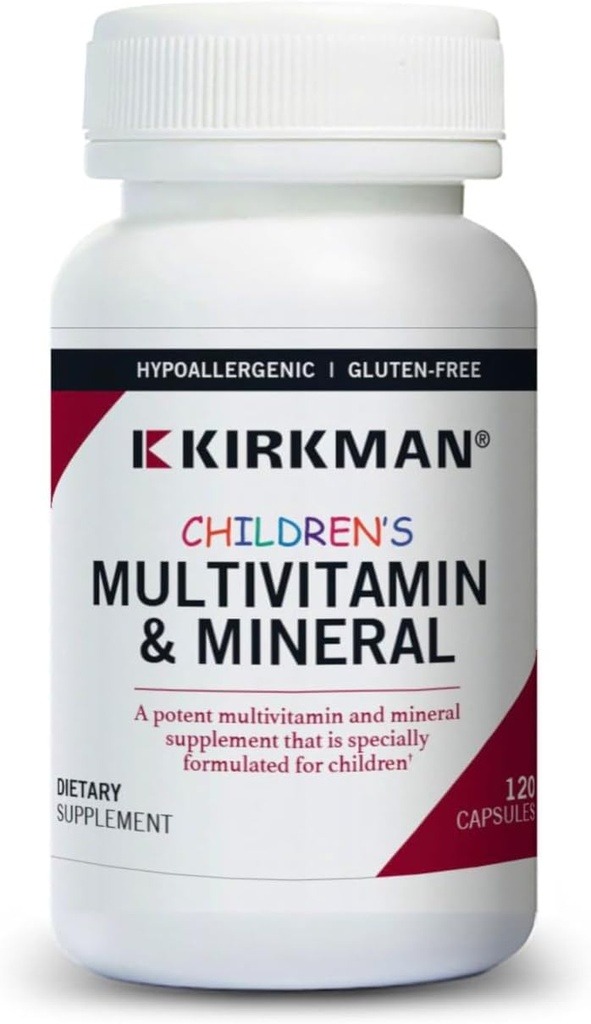 Kirkman - Children’s Multivitamin & Mineral Capsules - 120 Capsules - Potent Broad Spectrum Vitamin/Mineral Supplement - with Coenzyme Q-10 - No Artificial Colors or Flavors