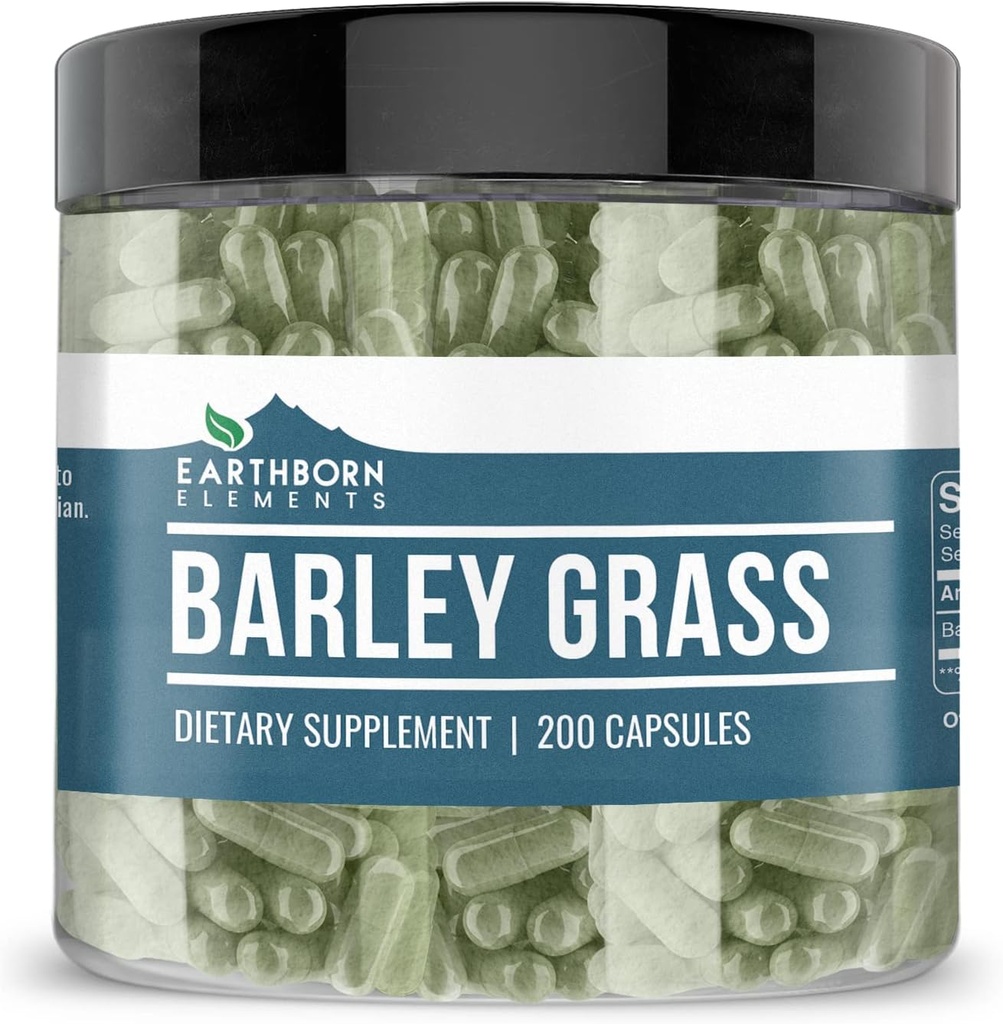 Earthborn Elements Barley Grass 200 Kapsler, Pure & Ufortyndet, Ingen tilsætningsstoffer
