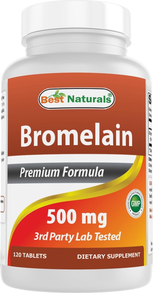 Bedste Naturals Bromelain Proteolytiske fordøjelsesenzymer Kosttilskud, 500 mg, 120 tabletter - Understøtter sund fordøjelse, fælles sundhed, ernæring Absorption
