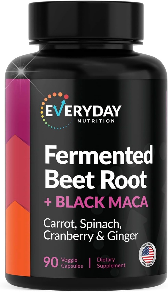 Organic Fermented Beet Root, Black Maca, Carrot, Spinat, Cranberry, Gingefær 124; Forbedret samlet sundhed for kvinder & mænd; Made in USA
