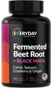 Organic Fermented Beet Root, Black Maca, Carrot, Spinat, Cranberry, Gingefær 124; Forbedret samlet sundhed for kvinder & mænd; Made in USA