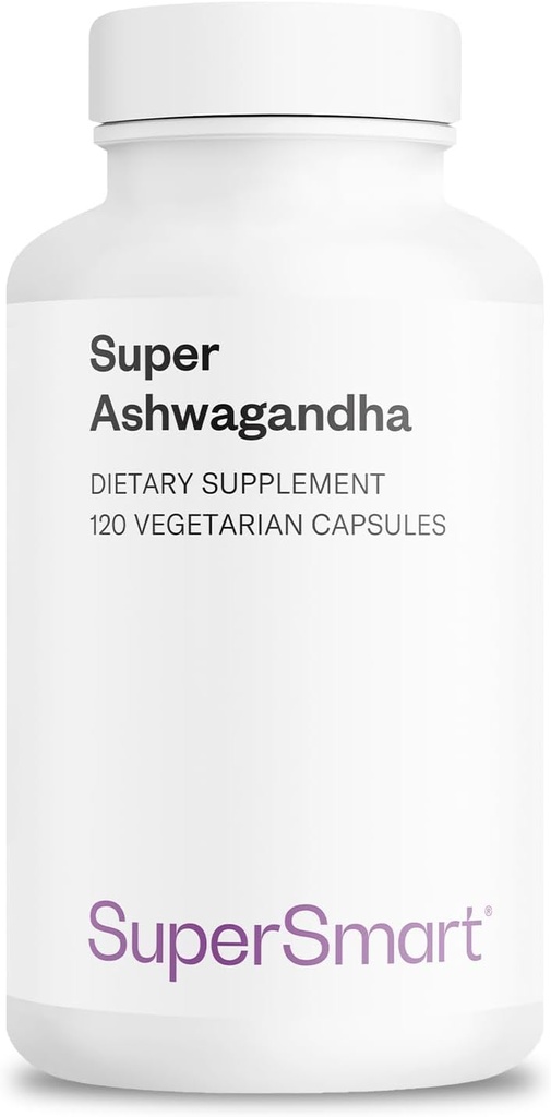 SuperSmart Super Ashwagandha 600mg per dag (Patenteret) - KSM- 66 Ashwagandha - High Potency 5% Withanolides again124; Non- GMO & Gluten Free - 120 vegetariske kapsler