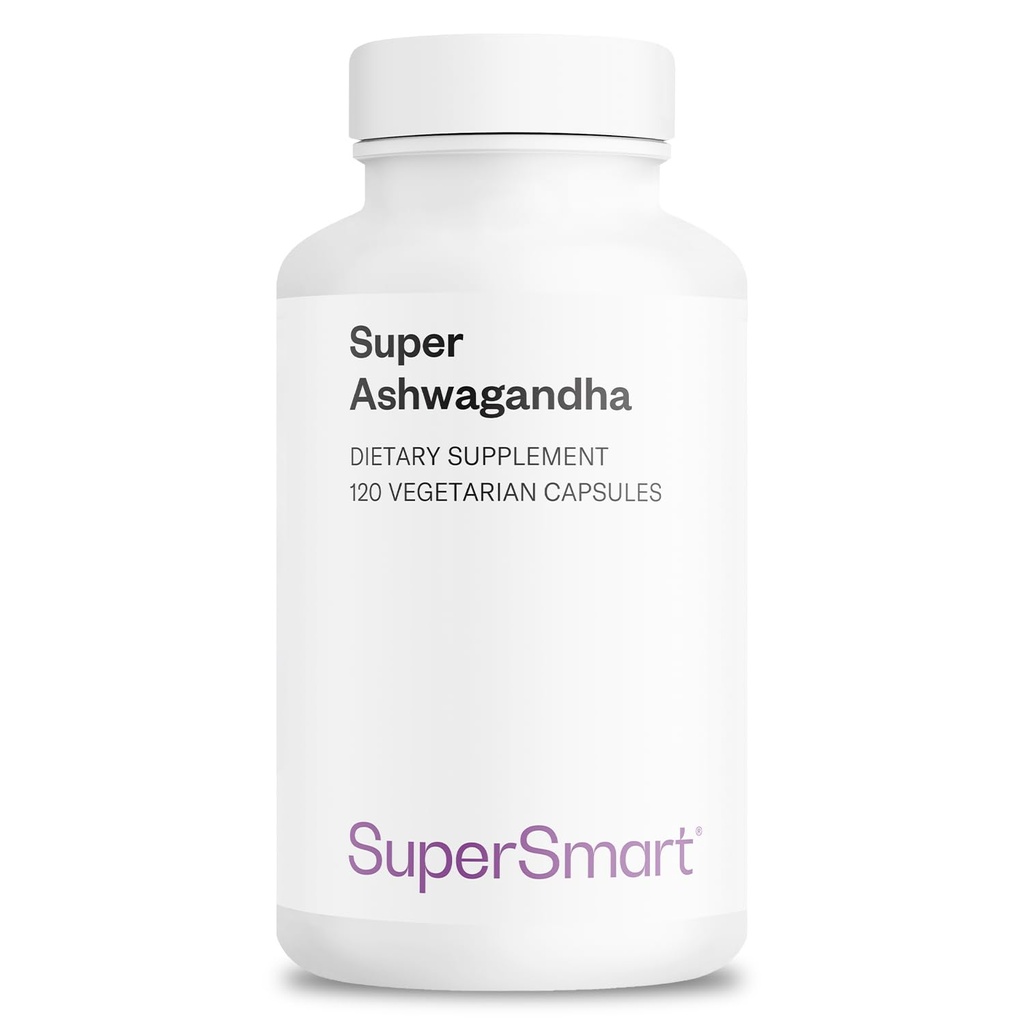 SuperSmart Super Ashwagandha 600mg per dag (Patenteret) - KSM- 66 Ashwagandha - High Potency 5% Withanolides again124; Non- GMO & Gluten Free - 120 vegetariske kapsler