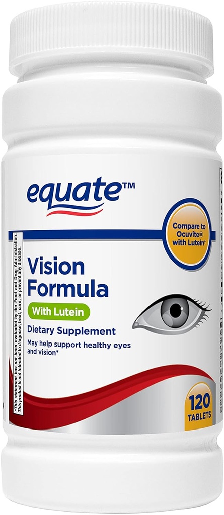 Equate - Vision Formel med Lutein, Eye Health Vitamin og Mineral Supplement, 120 tabletter med Equate