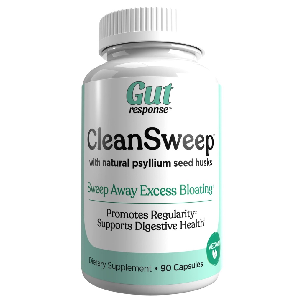 CleanSweep kapsler, Understøtter sunde tarmbevægelser, fordøjelsesstøtte, fremmer regelmæssighed, Natural Psyllium Seed Huss, Daily Fiber Supplement, 90 Kapsler, 90 Servering