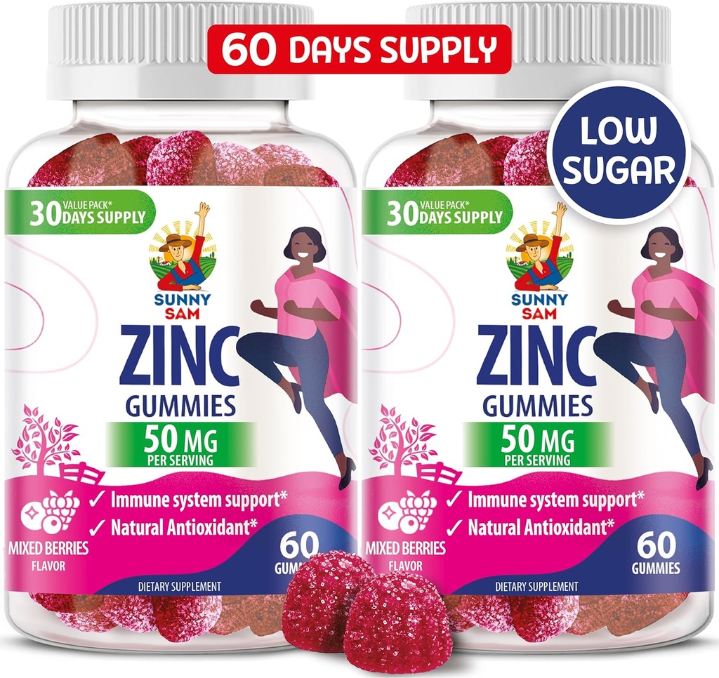 Zink gummier til voksne - Zink tyggetøj til immunforsvar - kraftfulde naturlige antioxidant non-GMO supplement til børn mænd kvinder voksne