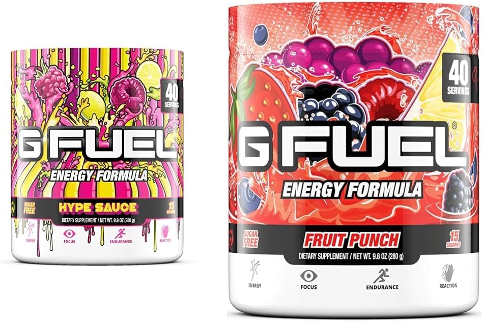 G brændstof Hype Sauce Energy Powder, Sugar Free, Ren koffein Focus Supplement, Vand Mix & Frugt Punch Tub (40 Servere) Elite Energy and Endurance Formel, 9.8 oz (280g)