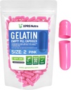 XPRS Nutra Størrelse 2 Tomme kapsler - 100 Grev Tomme Gelatine kapsler - Piller gør det selv Capsule Filling - Pure Bovin Pill Gel Caps til Do- It- Yourself Kosttilskud (Pink)
