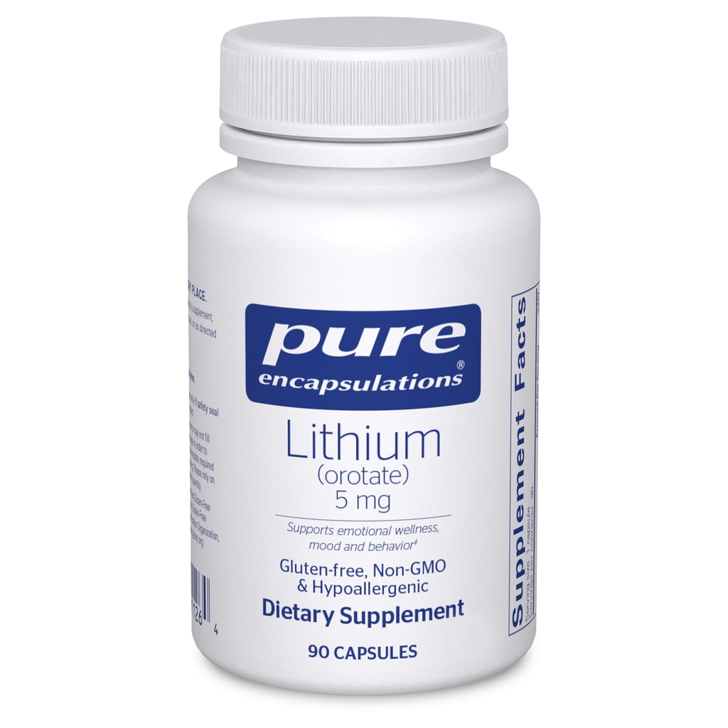 Ren indkapsling Lithium Oroter 5 mg - Hjerne Support - med N- Acetyl- L- Cystein (NAC) til hukommelse & Hjerne Opførsel * - Gluten Free & Non- GMO - 90 Kapsler