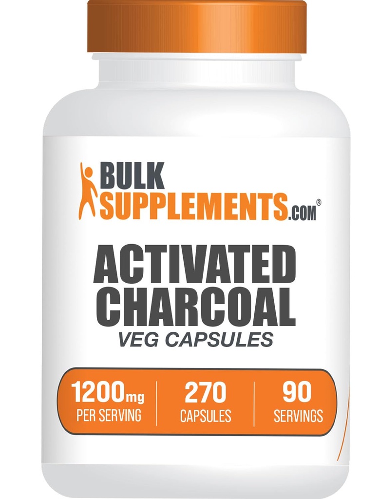 Bulkaddiments.com Aktiveret kul kapsler - Kokos kul, Aktiveret kul til Nyre Support, Aktiveret kul piller - Vegan, 3 kapsler per servering (1200mg), 270 Veg kapsler